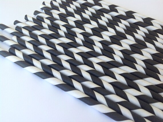 NEW to Serendipity Party Shop-Black Striped Paper Straws Il_570xn