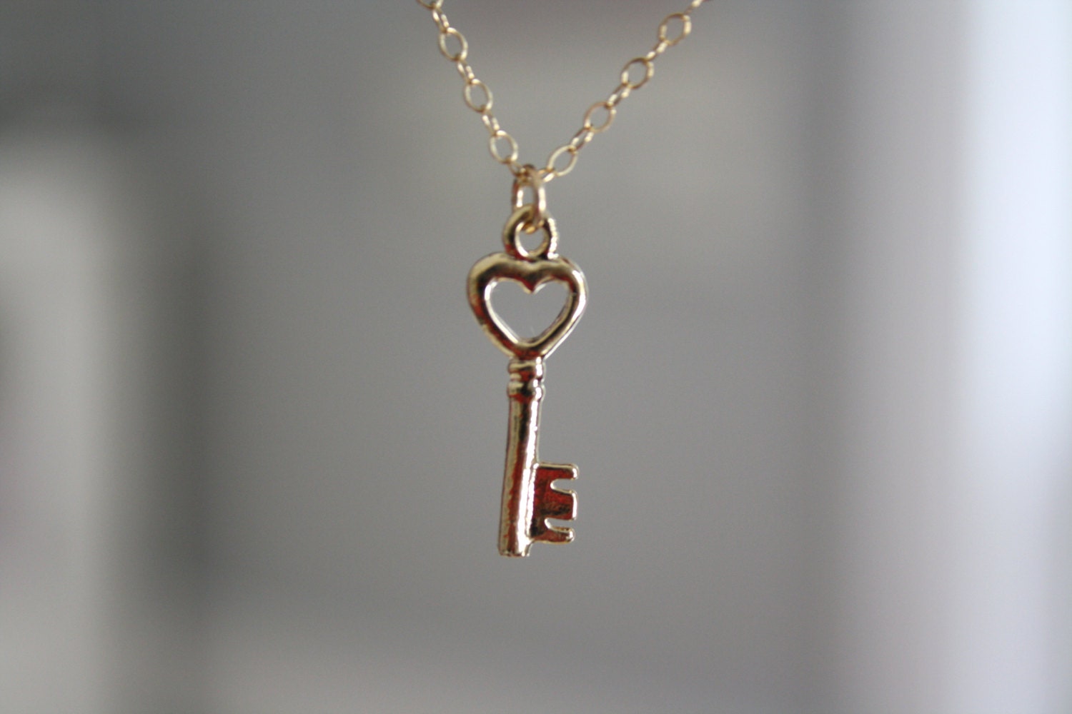 Gold Necklace Key to My Heart Necklace Simple by AvaHopeDesigns