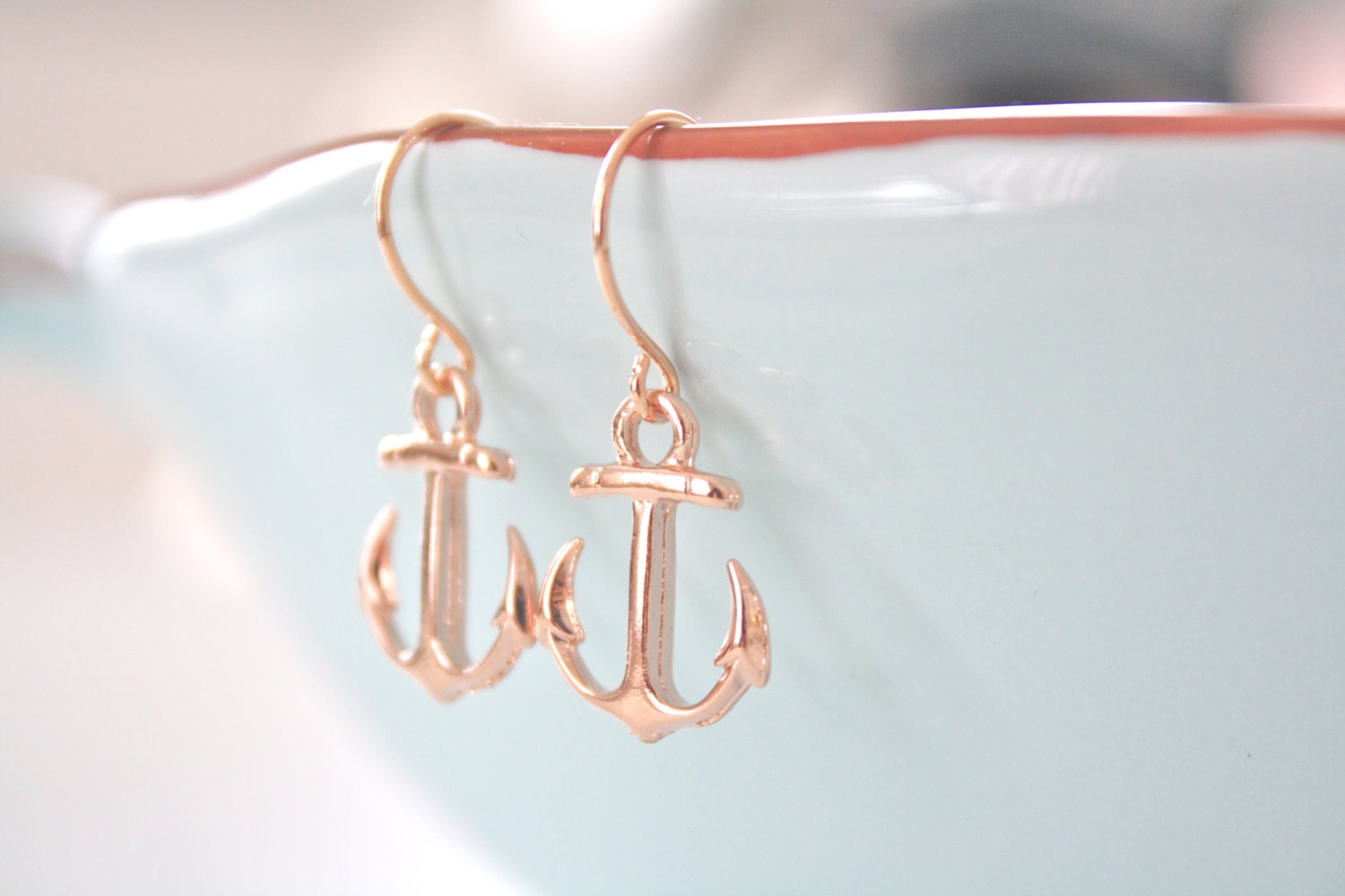 Anchor Dangle Earrings Rose Gold Earrings Rose Gold Jewelry