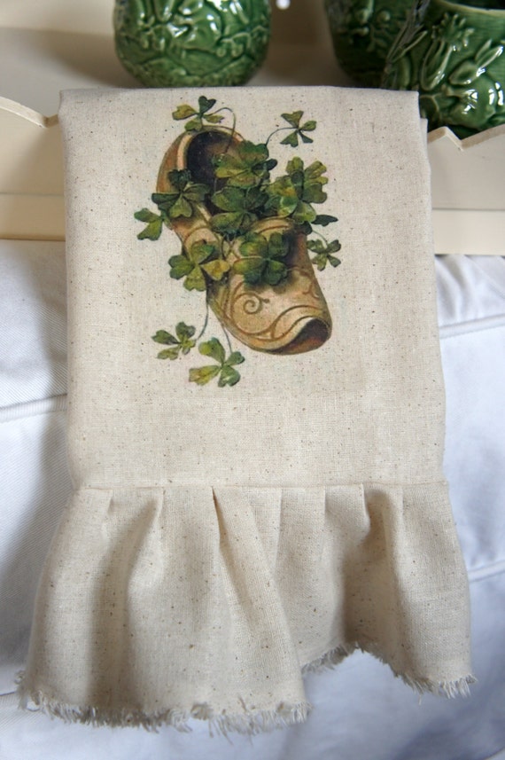 St. Patricks Day Tea Towel - Clover in Clog