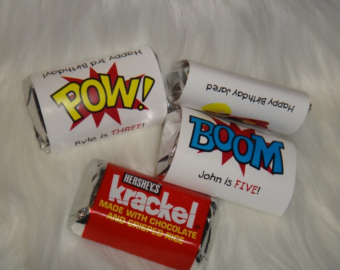 Super Hero Mini Candy Bar Wrappers Birthday Party Favors Heroes Super Incredible Cute Chocolate Party Favor Gifts