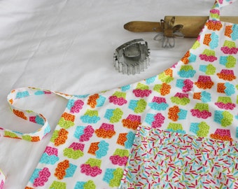 Neon Cupcakes Adult Apron with sprinkles pocket