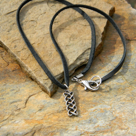 Mens leather cord necklace celtic knot pendant mens jewelry
