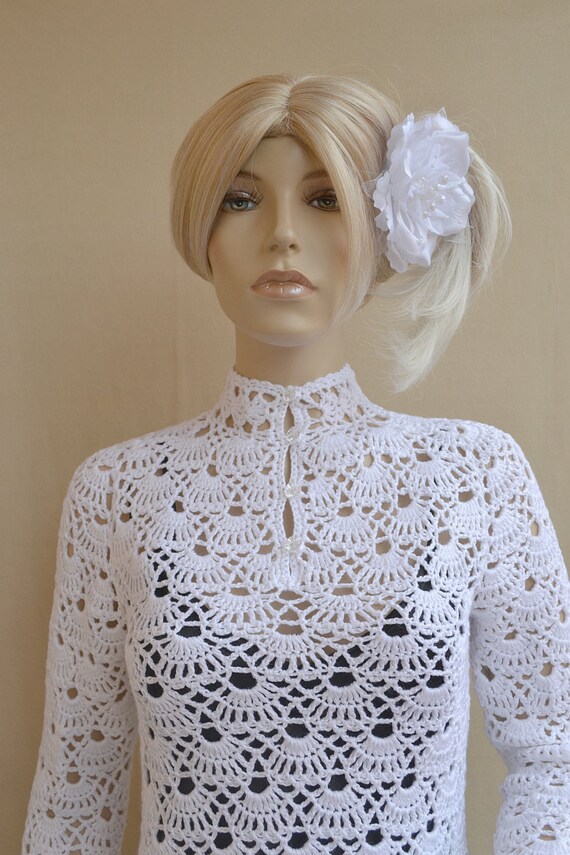 White crochet sweater crocheted bluse Crochet Sweaters