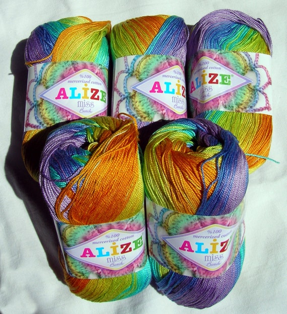 Batik designed cotton yarn Alize Miss Batik. 100 Mercerized Cotton