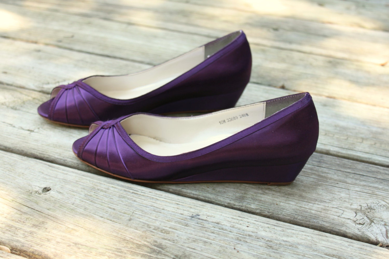 Purple Wedding Shoes Wedge Low heel 1 inch by TheCrystalSlipper
