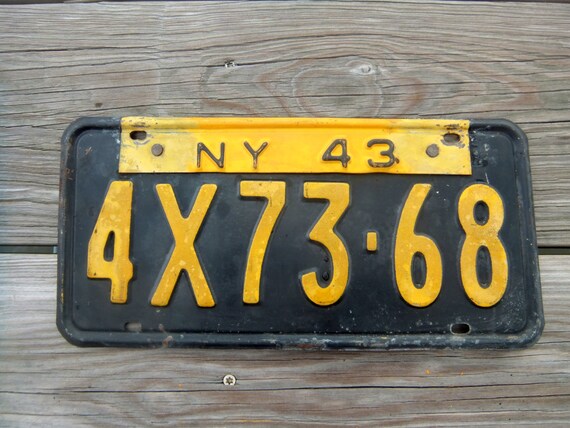 Vintage New York License Plate 1942 19431940's World War