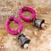 Recylced tin and fabric earrings with bells