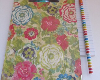 SALE, SALE, SALE! Small Decorative Clipboard--Wildflowers, Teal and White Zebra