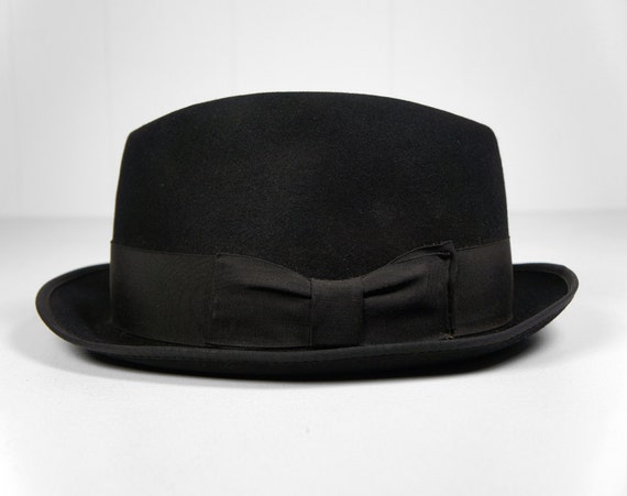 Vintage 1940's Black Stetson Fur Felt Fedora by HoofAndAntler