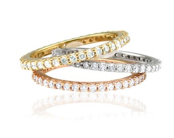 Women's gold diamond eternity rings