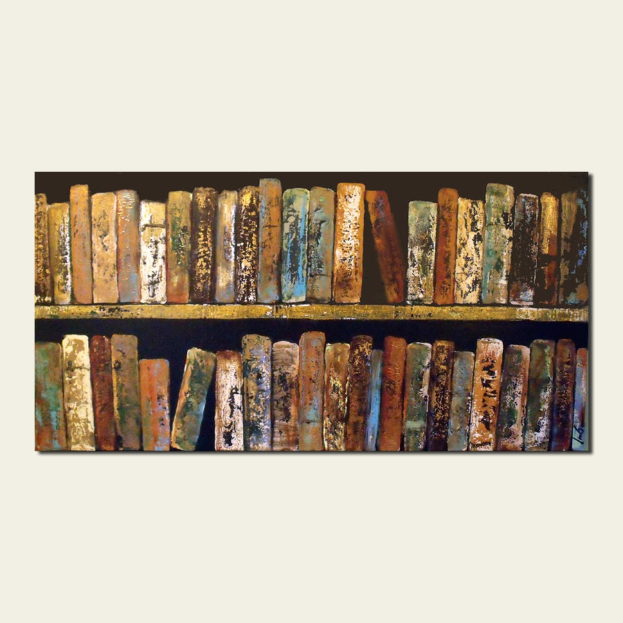 Abstract Library Books Original Painting Ready to Ship