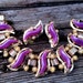 Vintage 1950's Thermoset Purple Moonglow Lucite & Pearlette Gold Tone Bookchain Bracelet and Earrings Set