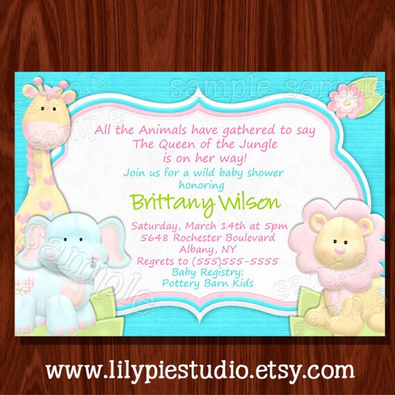 NEW Jungle Baby Shower Invitation Printable Digital File Il_570xn