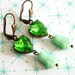 Green Earrings, Vintage Green Peridot Hearts, Mint Green Tulips, Art Deco Earrings, Shabby Chic Earrings, Retro Earrings, Retro Jewelry