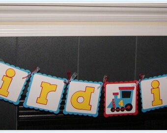 Train, Choo Choo, Blue Train, Personalized Banner