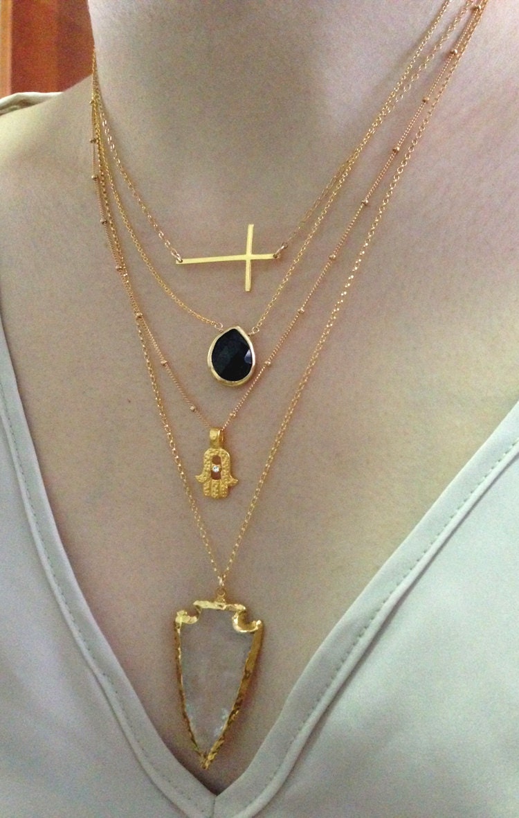 Gold Hand of Fatima Necklace