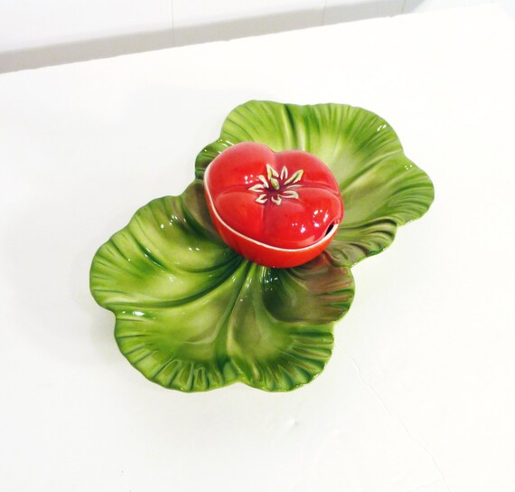 Brad Keeler vintage tomato dish server chip n dip