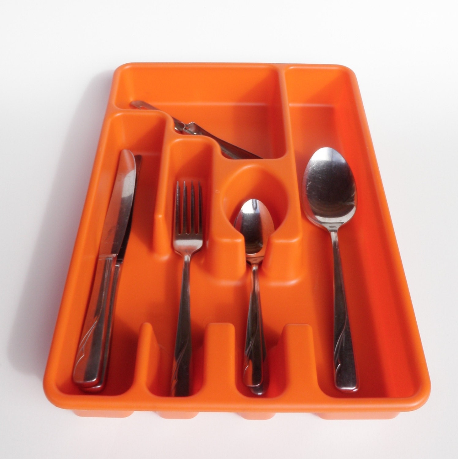 Orange Silverware Tray Rubbermaid Utensil Holder by WildPlumTree