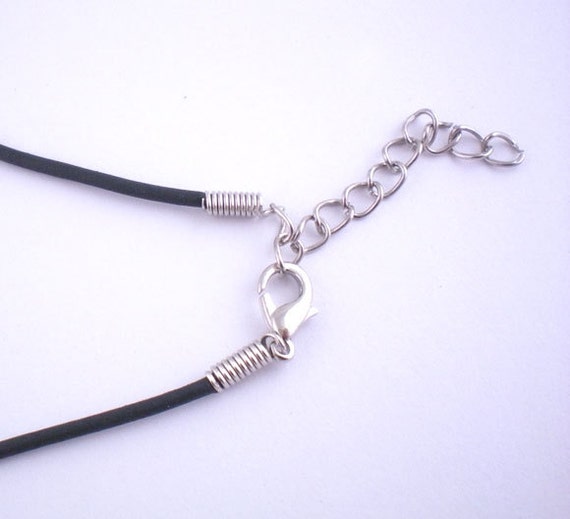 20 JET BLACK Rubber Necklace Cords with Lobster Clasp