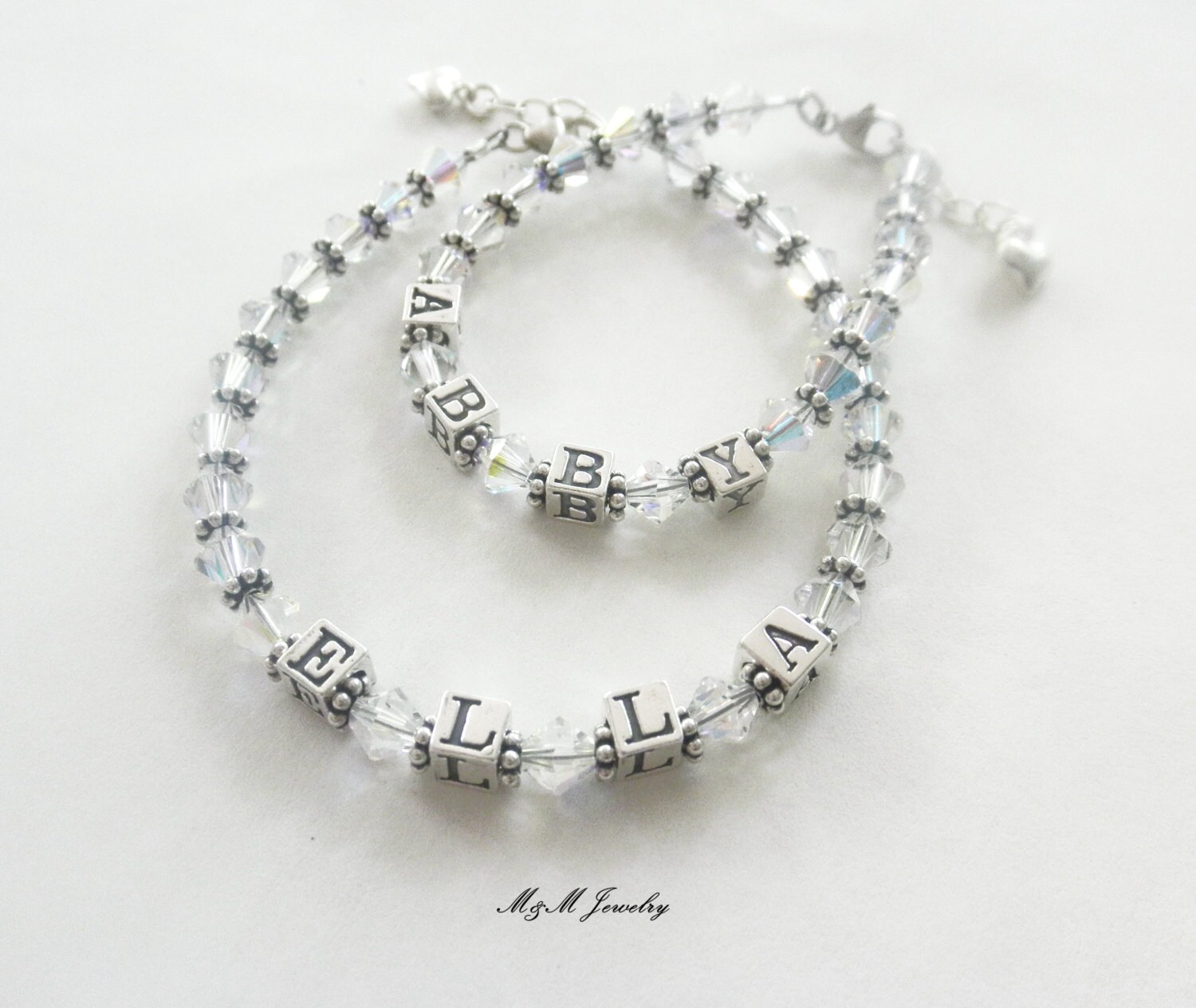 Mother and Daughter Name Bracelet Set by MommyandMeJewelryLLC