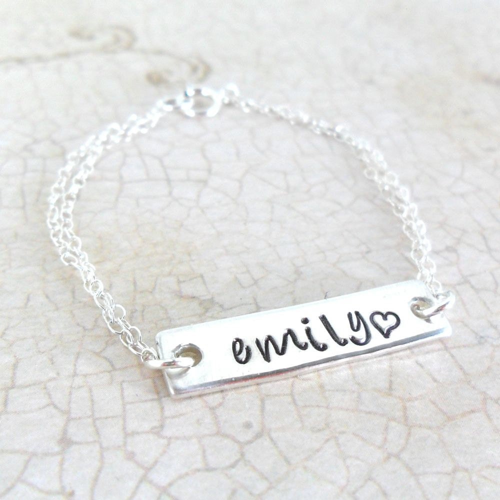 Baby Bracelet Engraved Hand Stamped Sterling Silver
