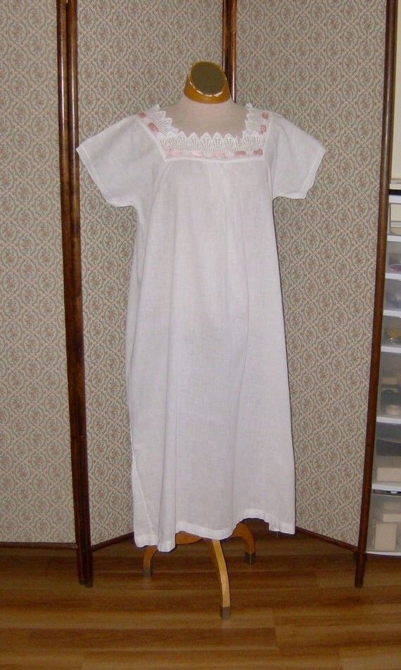 Vintage Early 1900's Cotton Muslin Nightgown