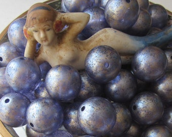10 Italian Purple Blue Iridescent Lucite Beads