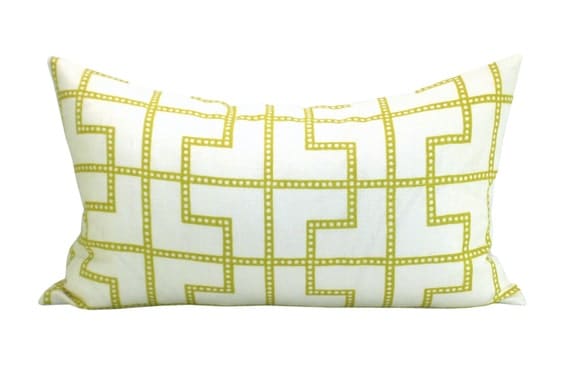 Schumacher Bleecker lumbar pillow cover in Absinthe