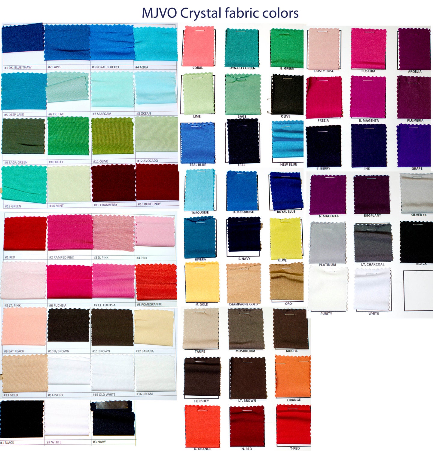 Color swatches for bridesmaid dresses
