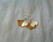 Copper and Sterling Silver Ginkgo Leaf Earrings