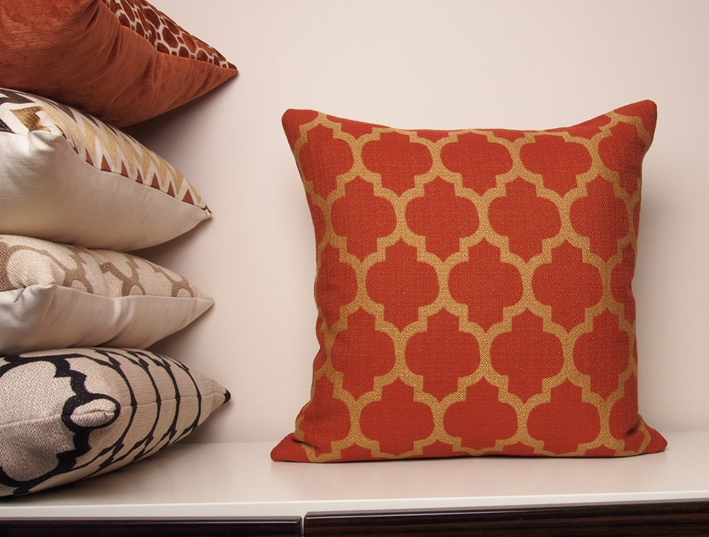 Copper Pillow Cover Orange Pillow Burnt Orange Pillow Fall