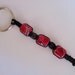 Beaded Macrame Key Chain, Polymer Clay and Hemp Keychain, black and red