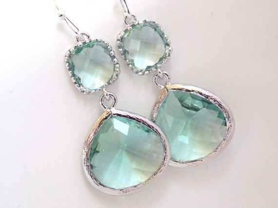 Aqua Earrings Soft Green Earrings Light Green Earrings