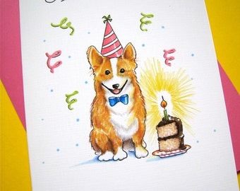 Corgi Birthday Card. Dog Cards. Welsh Corgi