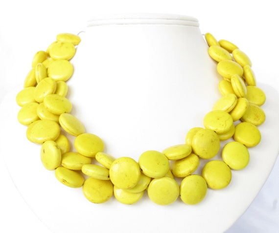 Yellow Turquoise Necklace Yellow Statement by WildflowersAndGrace