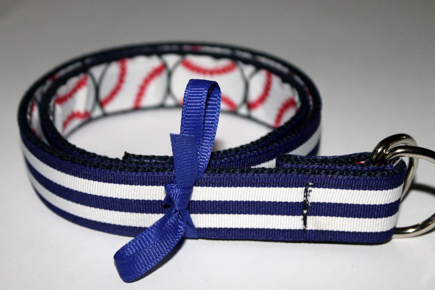 Boys Belt Reversible Baseball Belt Navy Stripe Belt