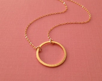 Gold Circle Necklace -Gold Eternity Ring Necklace -Karma Ring Necklace in Gold