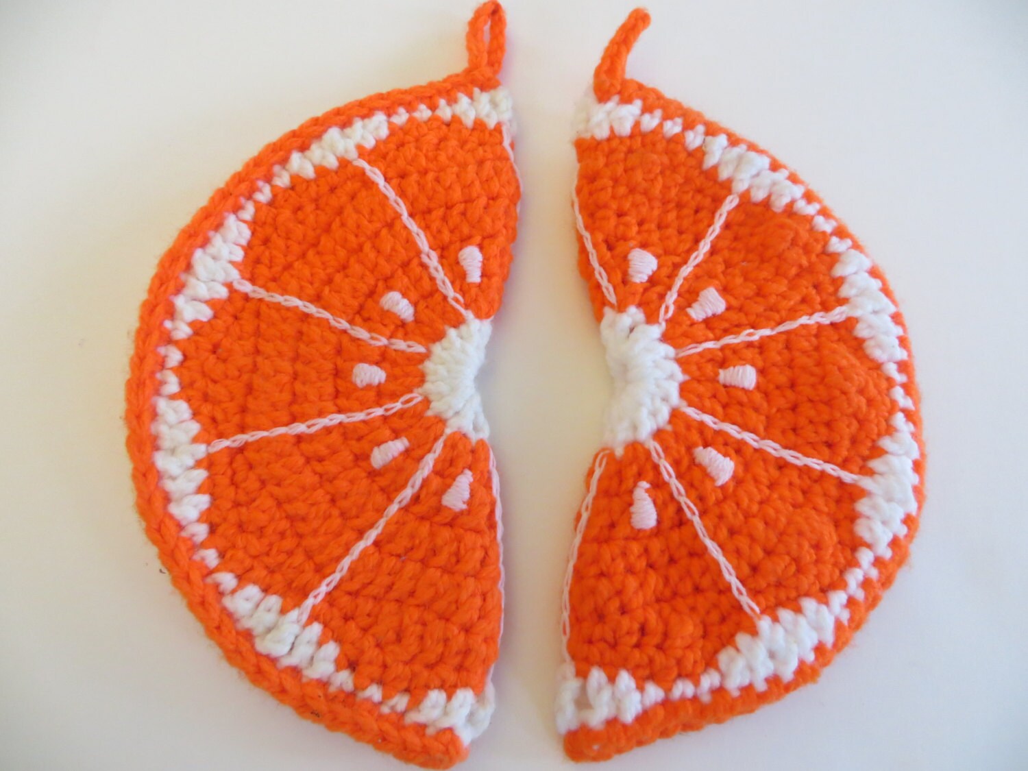 Knit Potholders Set of 2 Potholders Knit Orange Slices