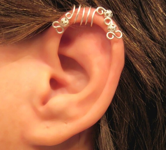 No Piercing Silver Peacock Cartilage Ear by ArianrhodWolfchild