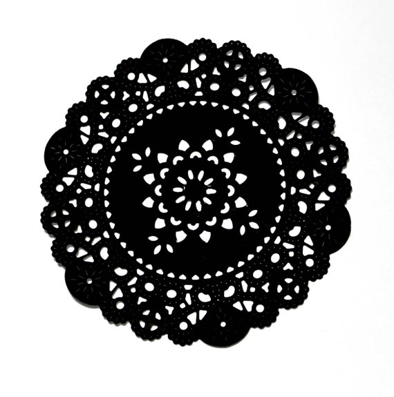 Lacy Black Paper Doilies 24 doilies 4 inch black