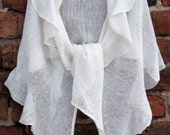 Linen Scarf White Organic Linen Women's Scarf Pure Linen Spring Clothing