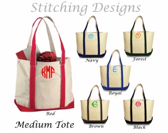 Monogram Beach Bag, Teacher gift, Bridesmaid tote, Boat tote, Heavy Canvas, MEDIUM - 6 colors