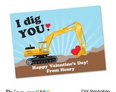 Printable digger Valentine cards for boys, Kids digger valentines day cards Il_170x135