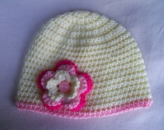 Crochet baby beanie size 3 to 6 mos - an adorable baby shower gift, available now