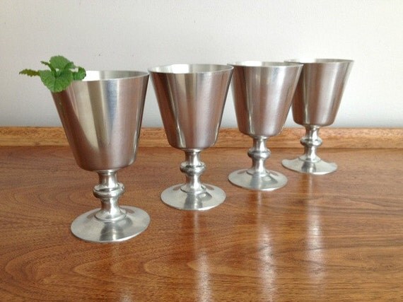 Vintage Pewter Wine Water Goblets Woodbury Pewter