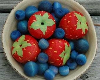 Pretend Fruit Fresh Picked Berries Wooden Toy Strawberries Blueberries