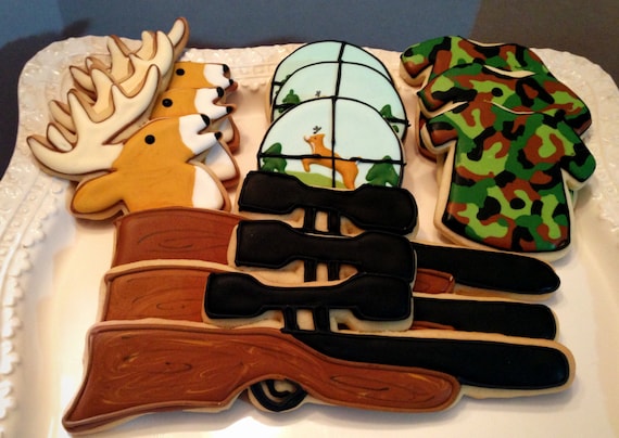 Items similar to 12 hunting sportsman rifle deer cookies