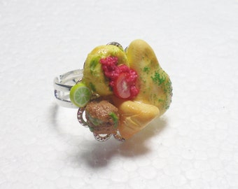 Indian Snacks Ring. Polymer Clay.