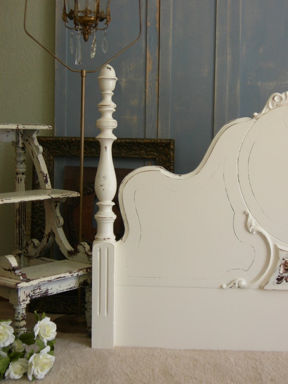 Old Shabby Queen Or Full Headboard Chic French White Beds